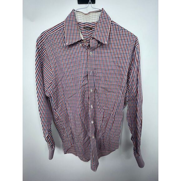 J.McLaughlin Classic Button-Down Shirt Plaid‎ shirt size Large - Picture 1 of 5